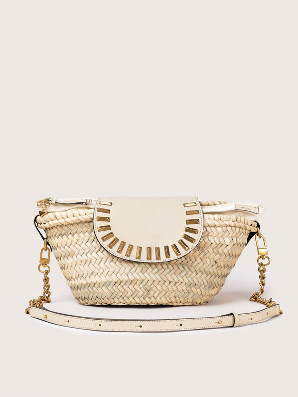 MAJORELLE STUDDED BASKET BAG - BONE