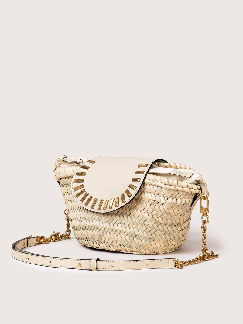 MAJORELLE STUDDED BASKET BAG - BONE