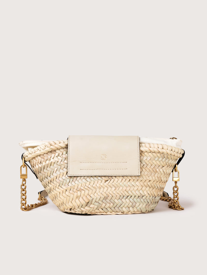 MAJORELLE STUDDED BASKET BAG - BONE