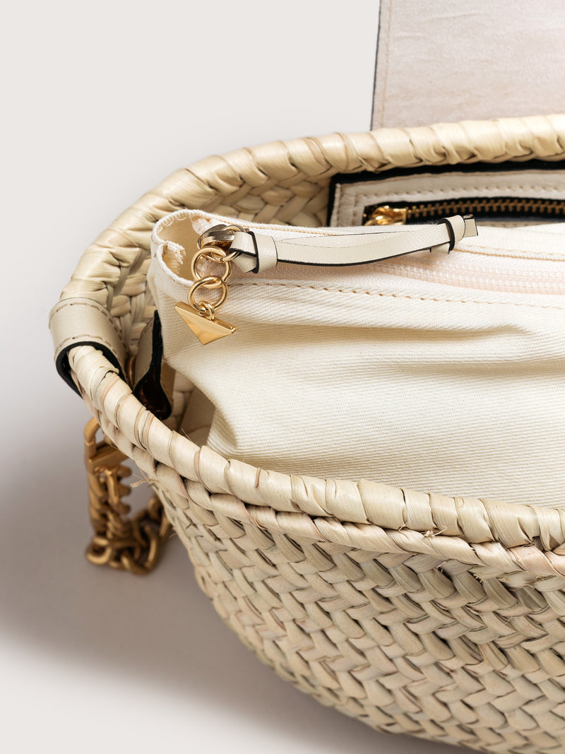 MAJORELLE STUDDED BASKET BAG - BONE