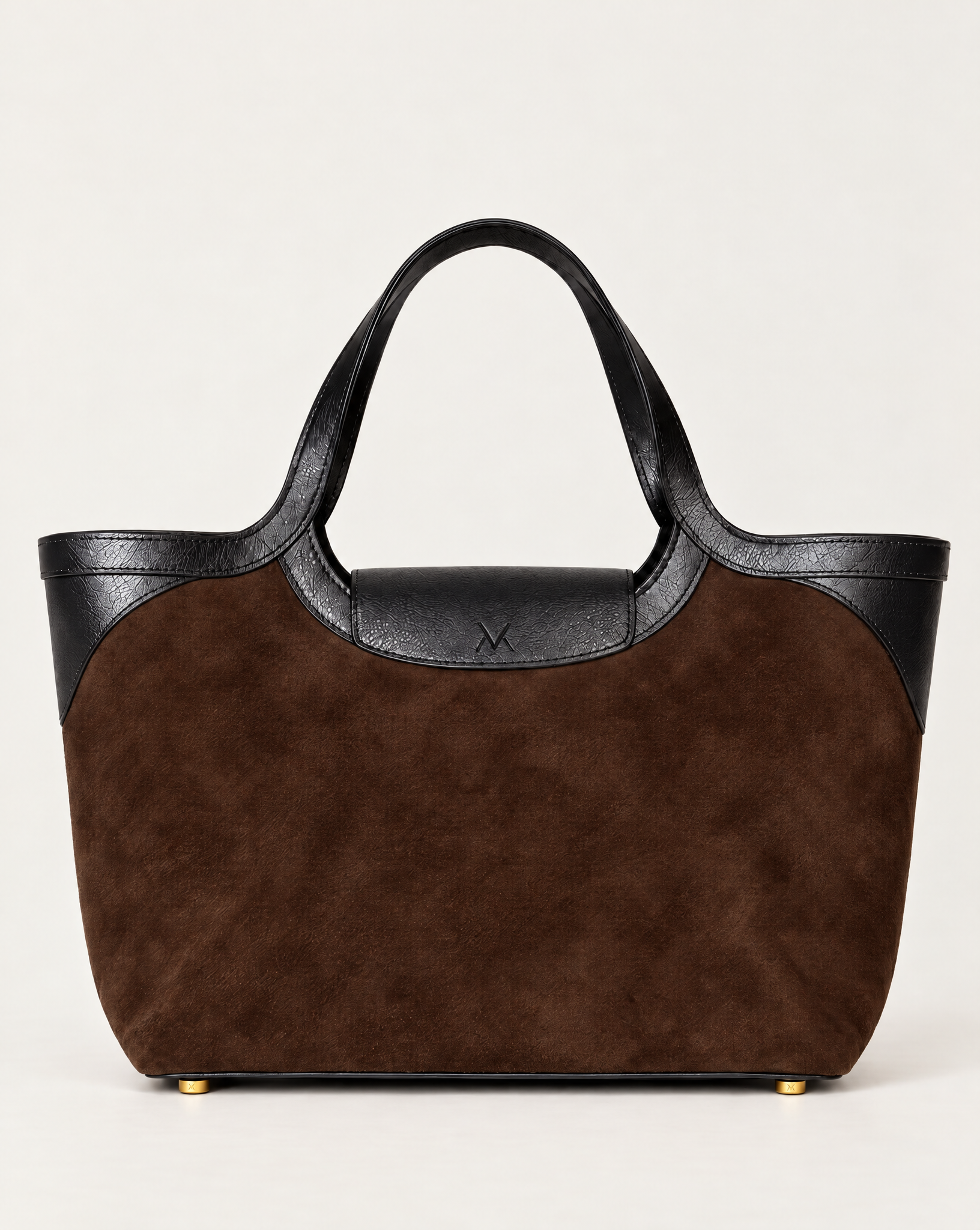 Fantôme tebony suede and leather tote bag, back view