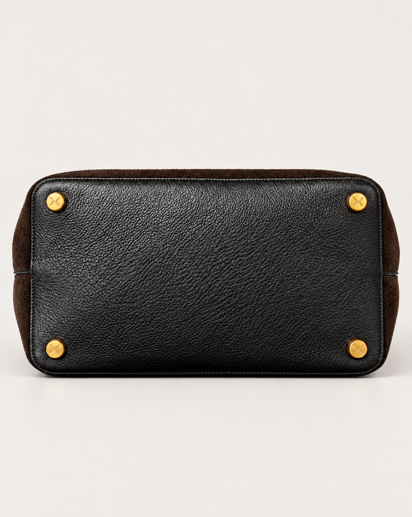 Base of the Fantôme ebony suede and leather tote bag