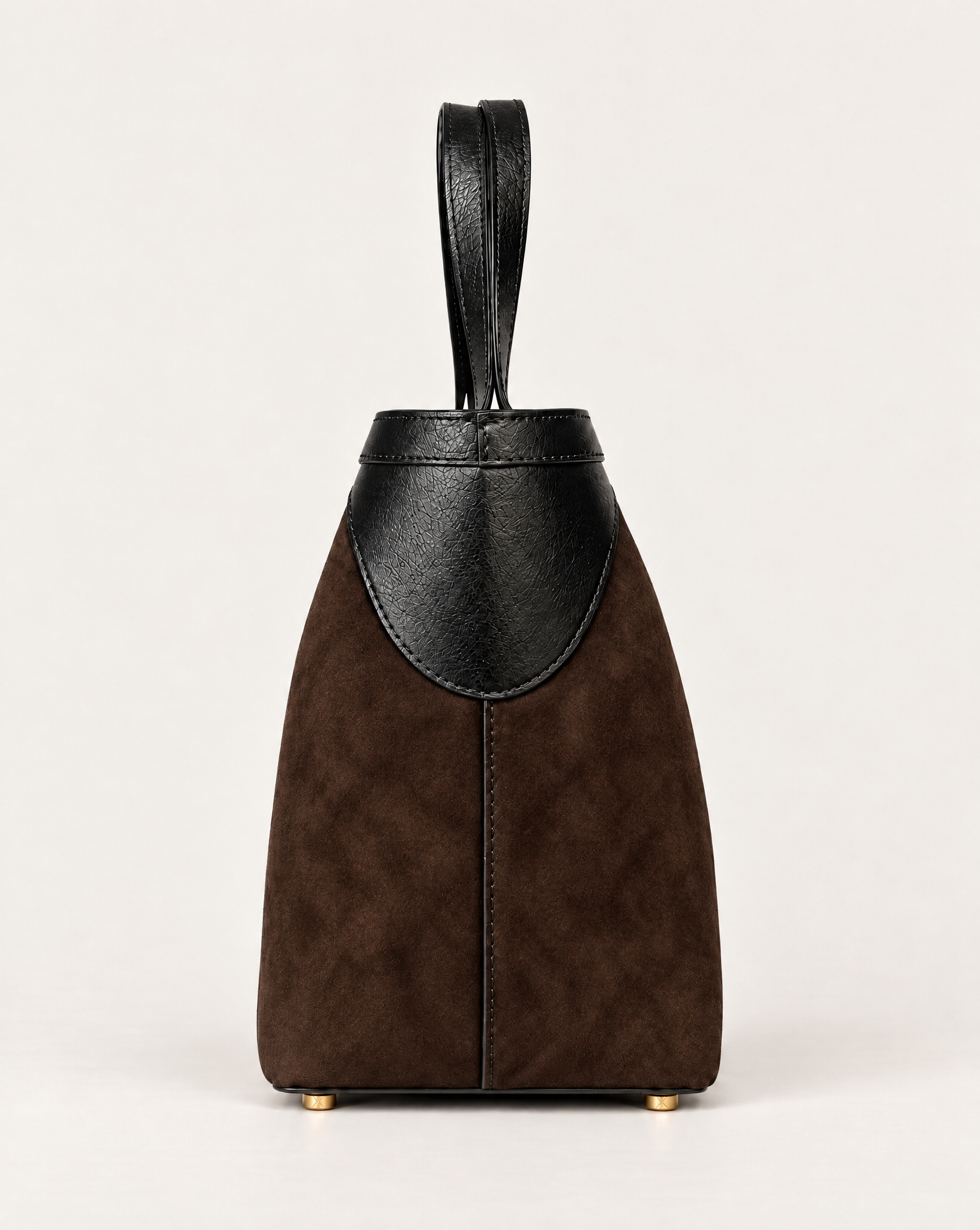 Fantôme ebony suede and leather tote bag, side view