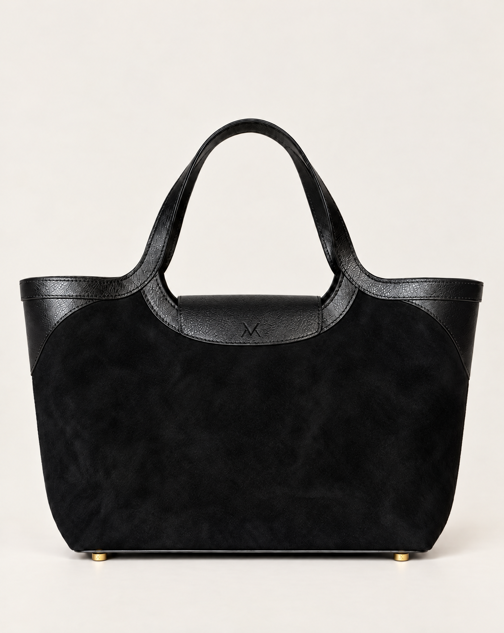 Fantôme black suede and leather tote bag, back view