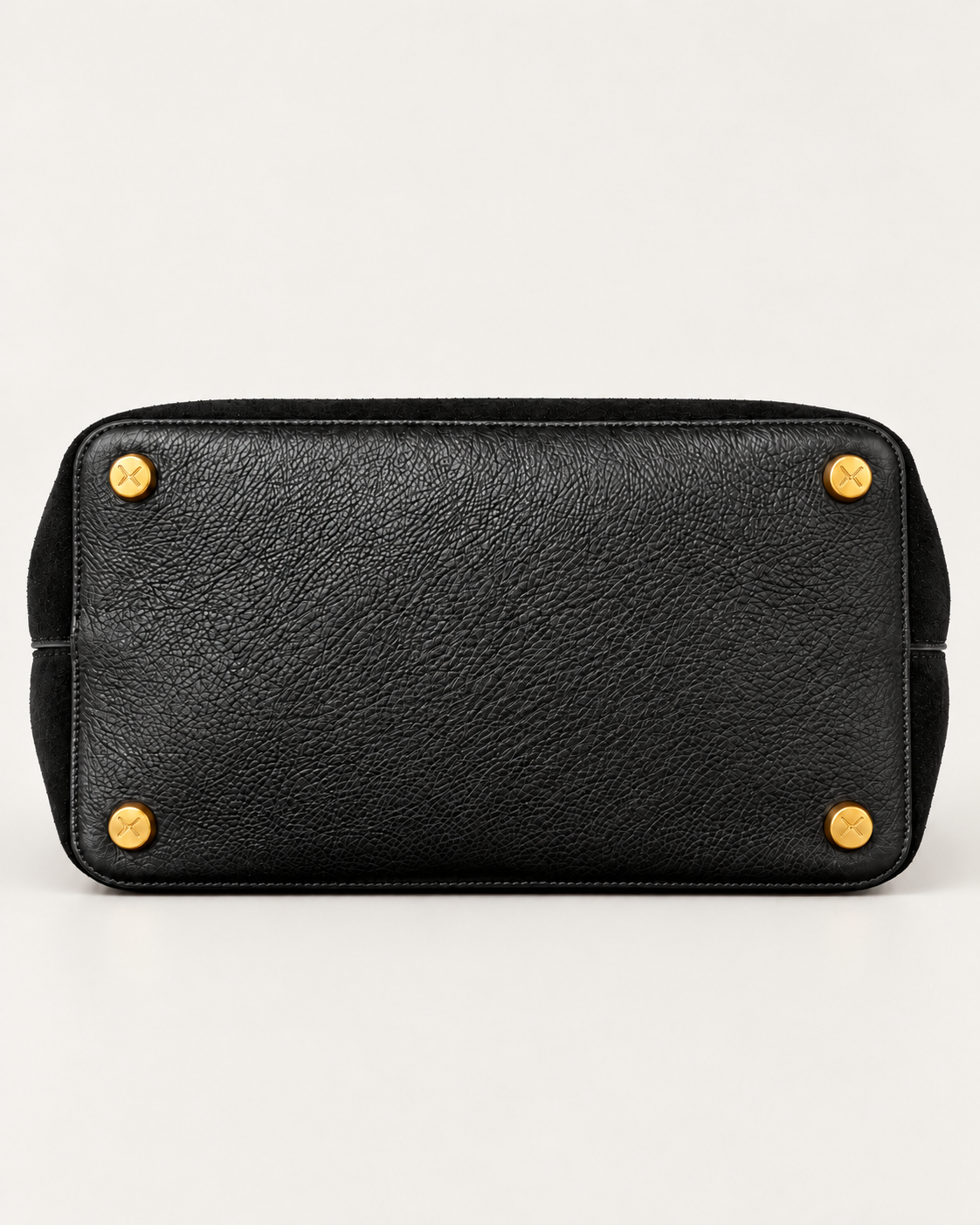 Base of the Fantôme black suede and leather tote bag