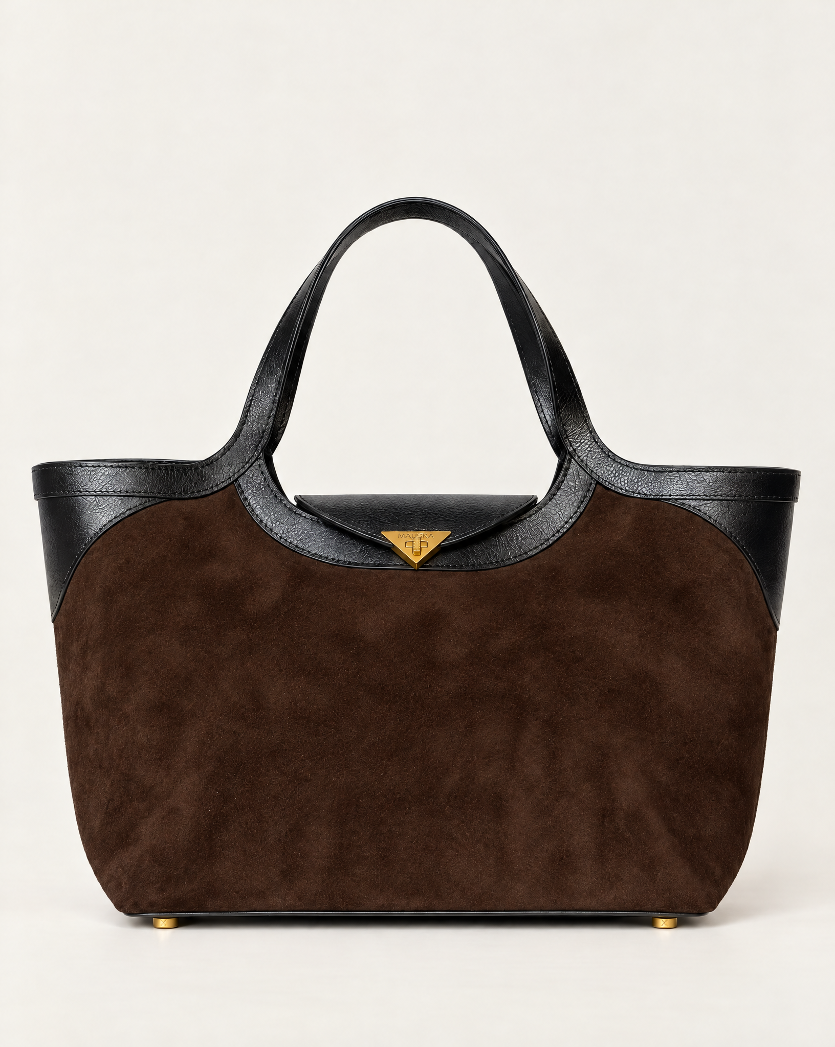 Fantôme ebony suede and leather tote bag, front view