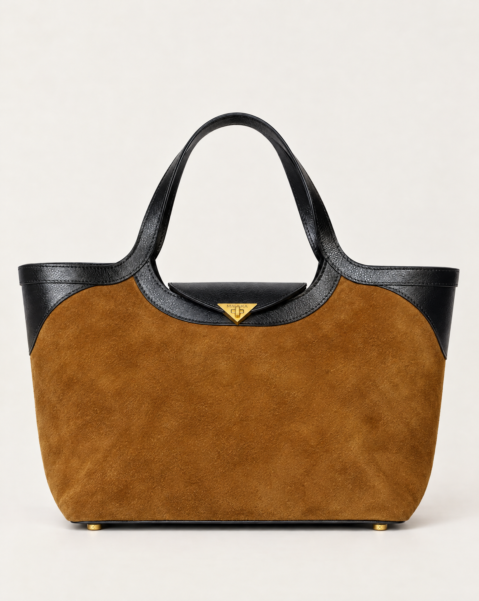 Fantôme tobacco suede and leather tote bag, front view
