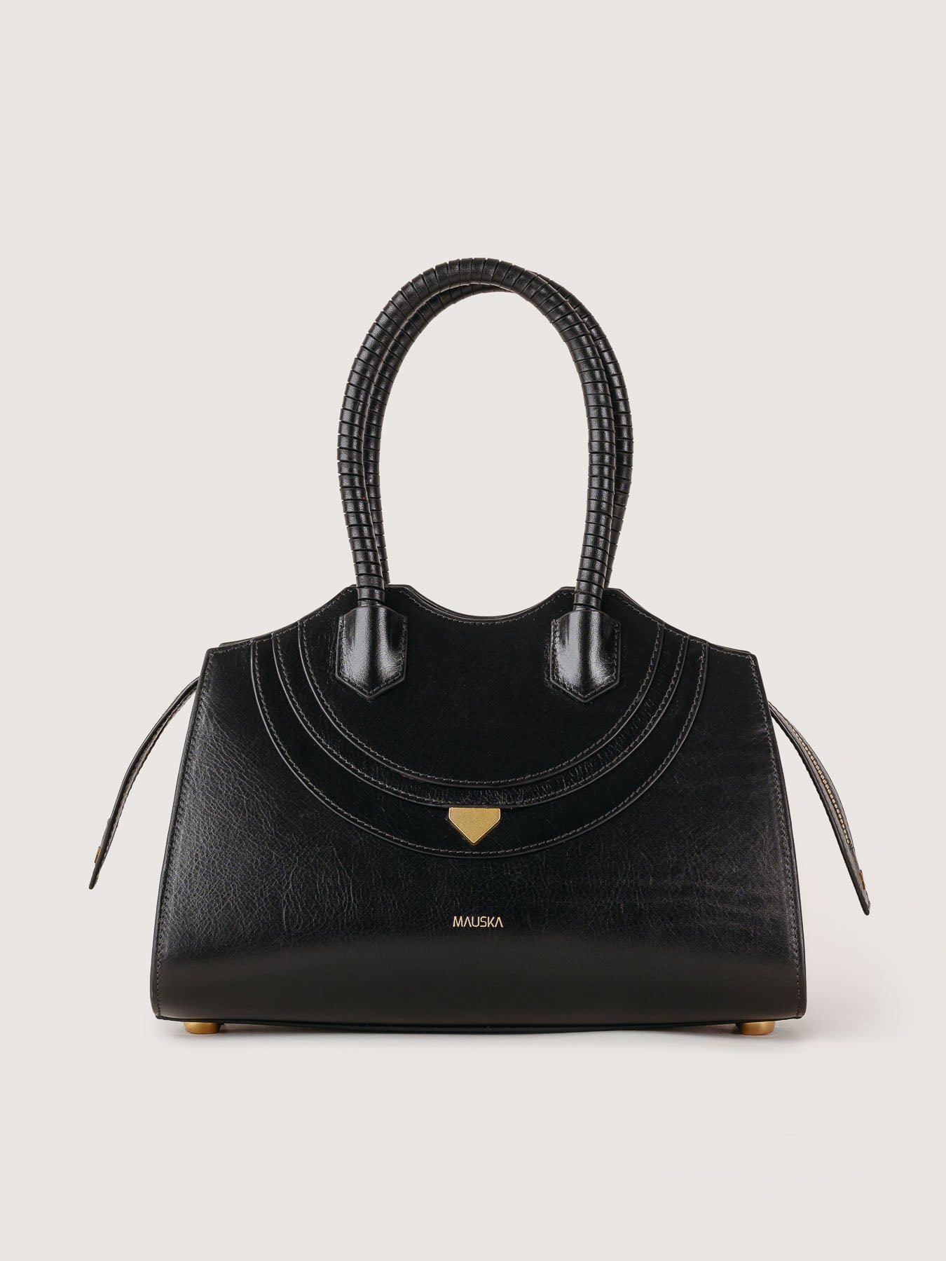 Black Rosario leather bag by Mauska, handcrafted in Ubrique, Spain