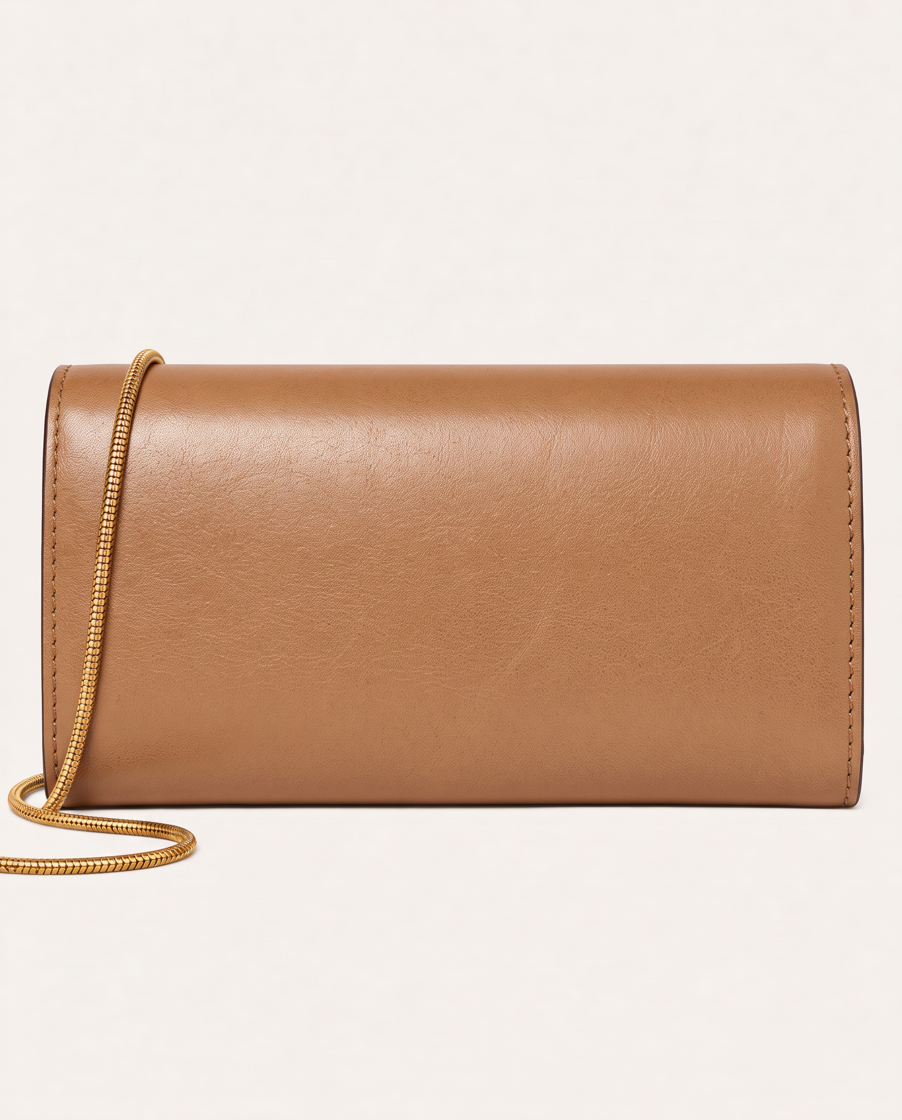 Back view of the VEGA natural color leather clutch bag by MAUSKA