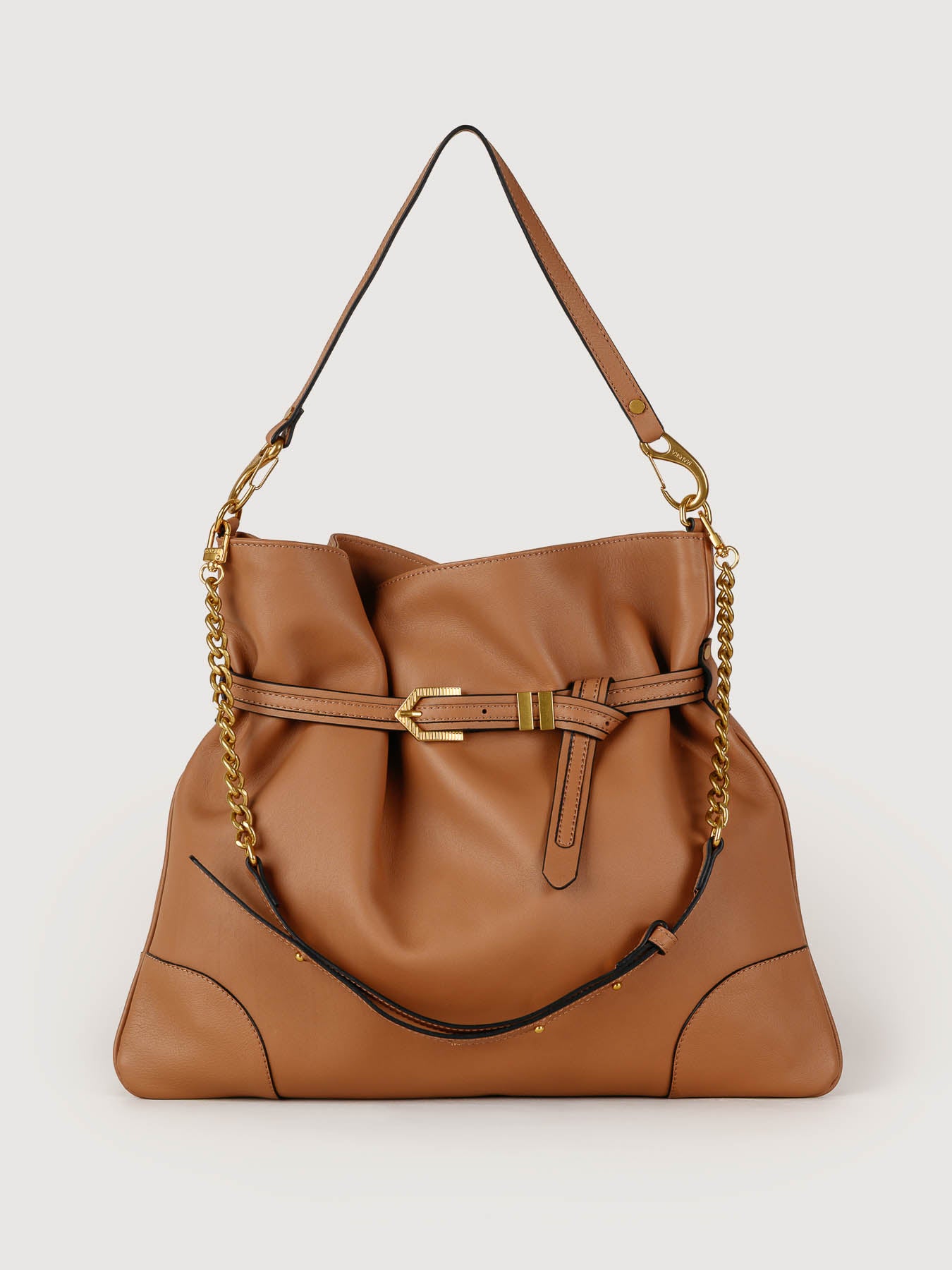 Front view of Pereira Maxi habana leather bag handcrafted in Spain