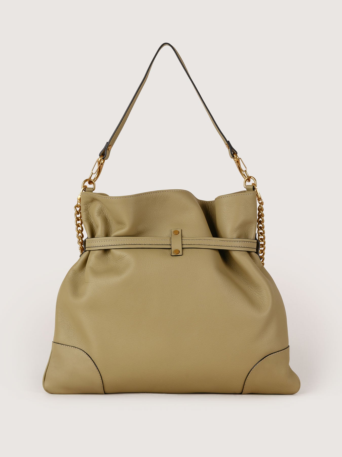 Back view of Pereira Maxi light olive leather bag in premium leather.