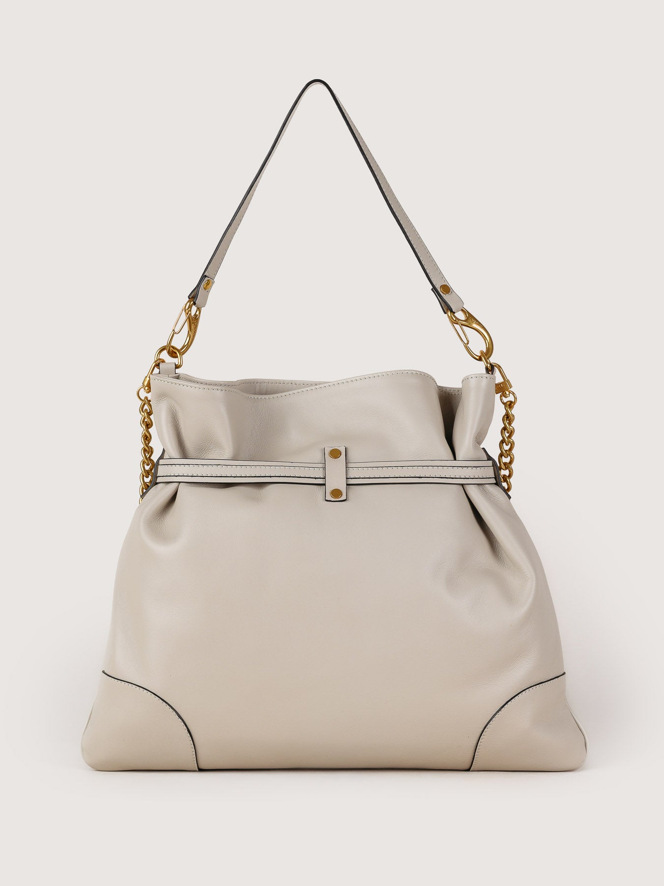 Back view of Pereira Maxi pearl grey leather bag in premium leather.
