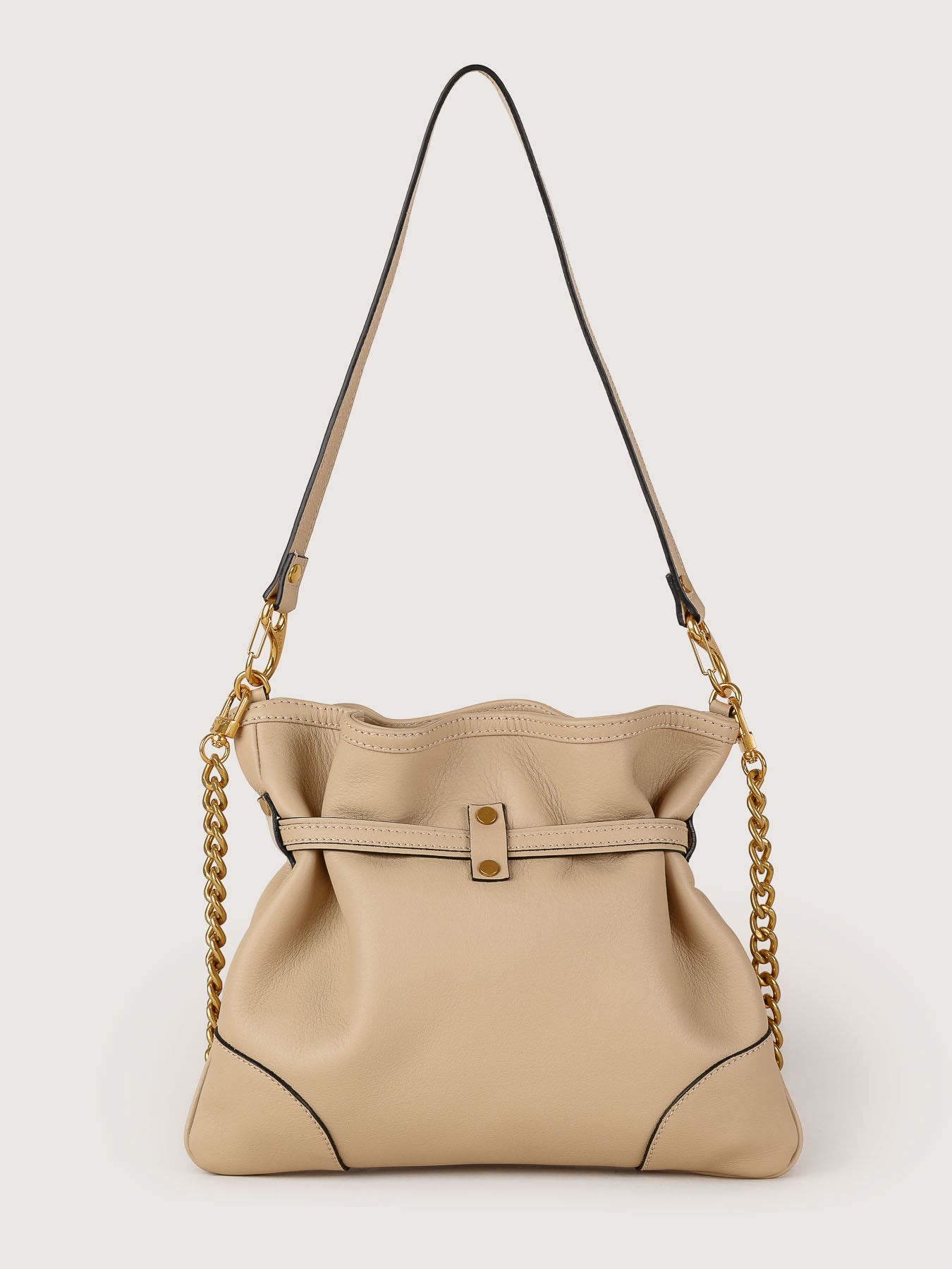 Back view of Pereira Mini beige leather bag in premium leather.